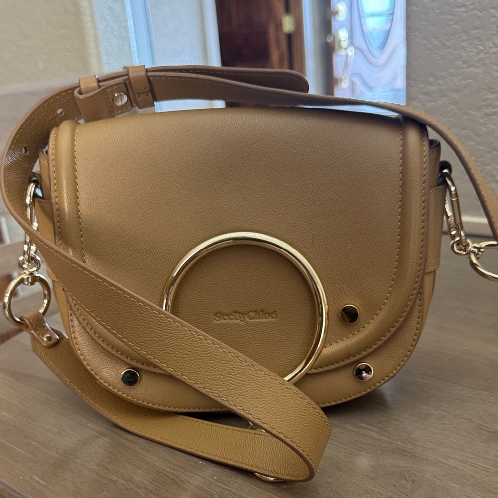 See By Chloe Brown Crossbody Bag with Gold Accents